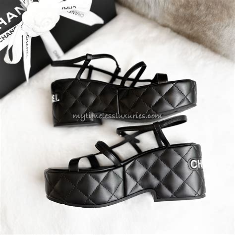 cheap chanel jelly sandals|chanel quilted platform sandals.